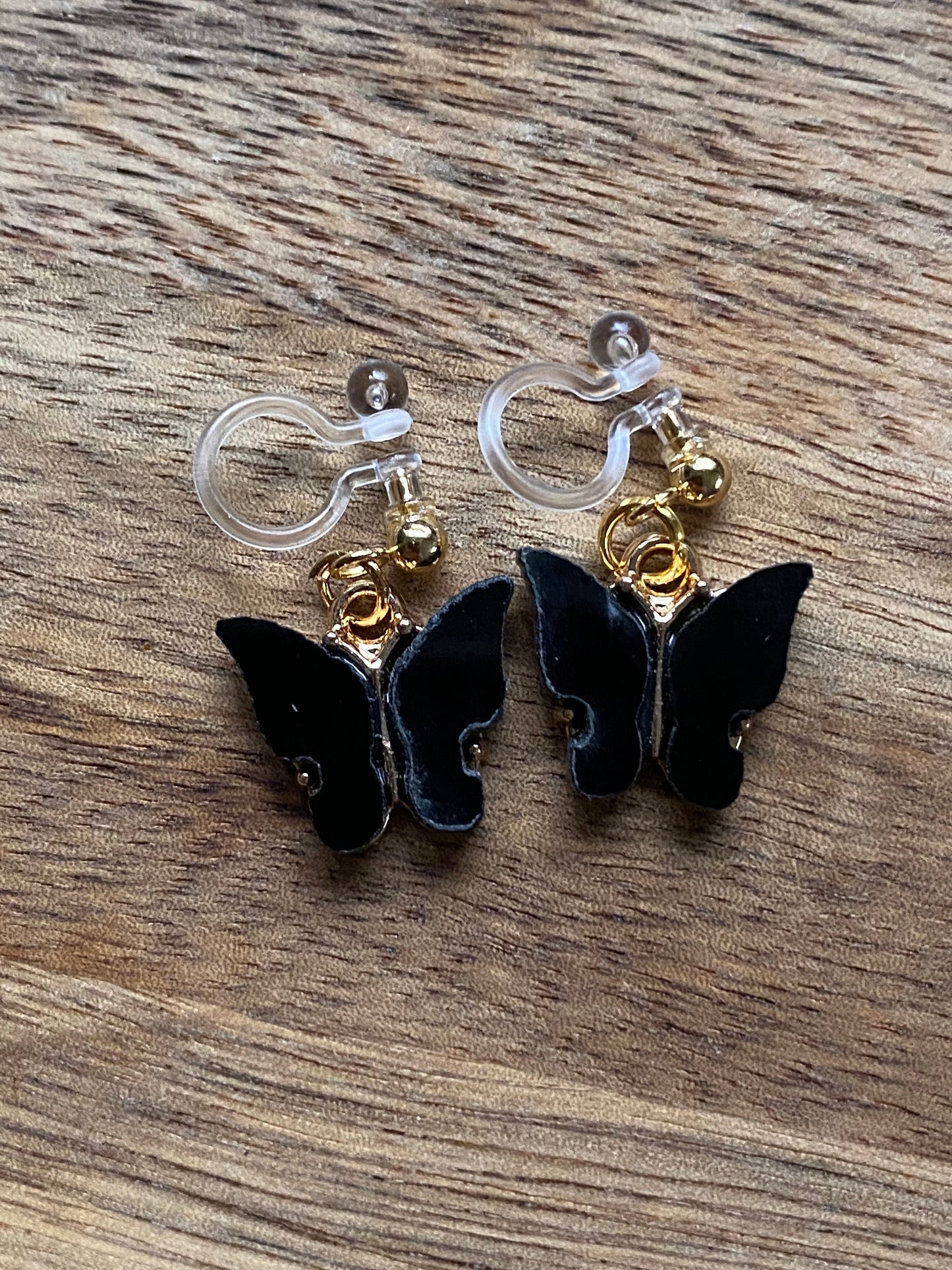 Tiny butterfly invisible clip on earrings, dainty butterfly no pierce earrings for unpierced ears