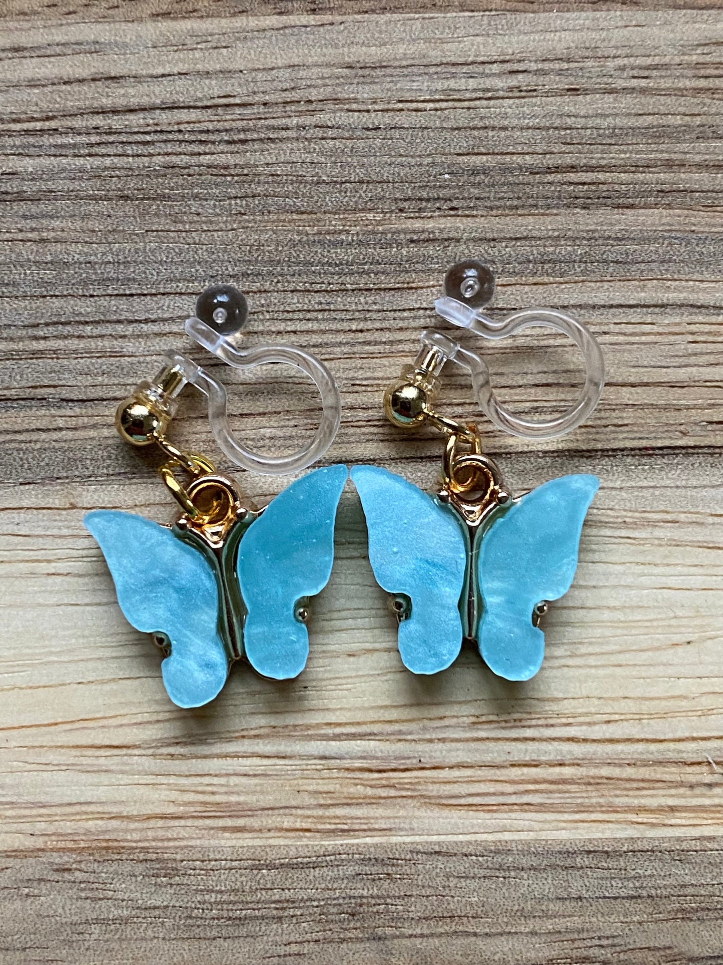 Tiny butterfly invisible clip on earrings, dainty butterfly no pierce earrings for unpierced ears