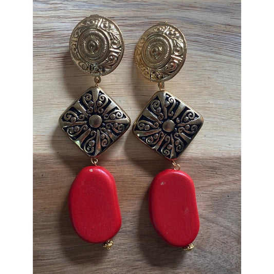 Handmade Dangling beaded boho clip on earrings