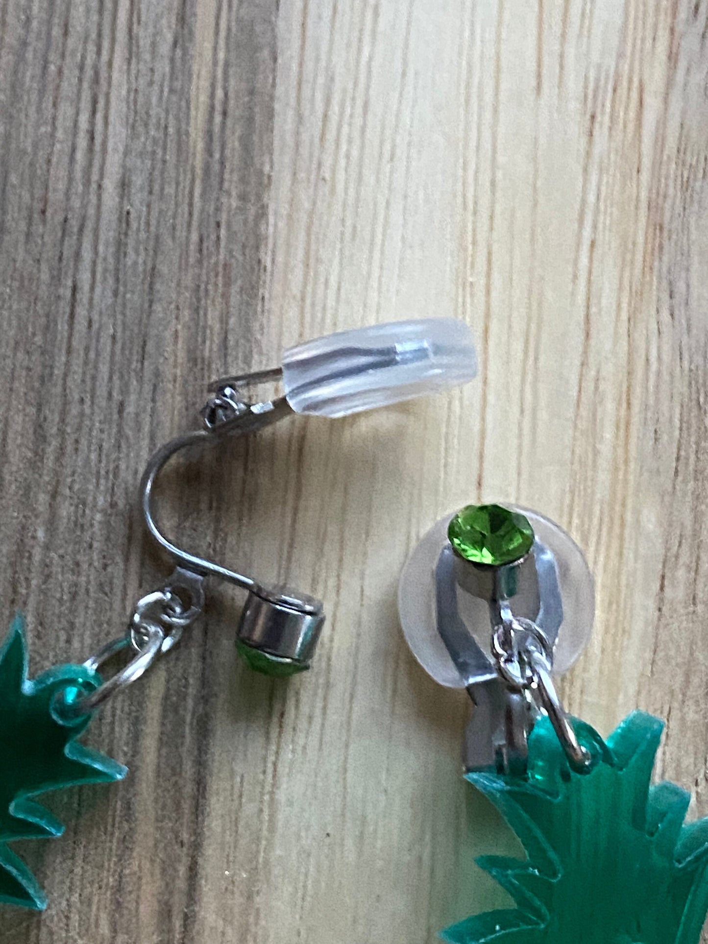 Dangling translucent pineapple clip on earrings