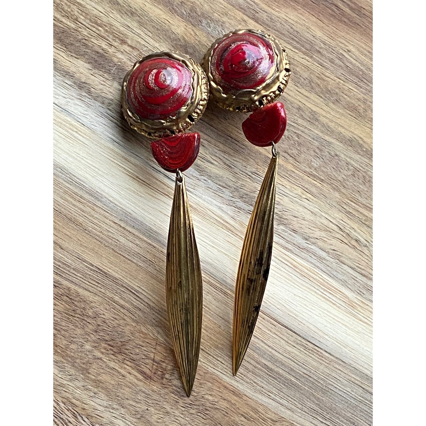 Vintage dangling clip on earrings, queen sized clip on earrings