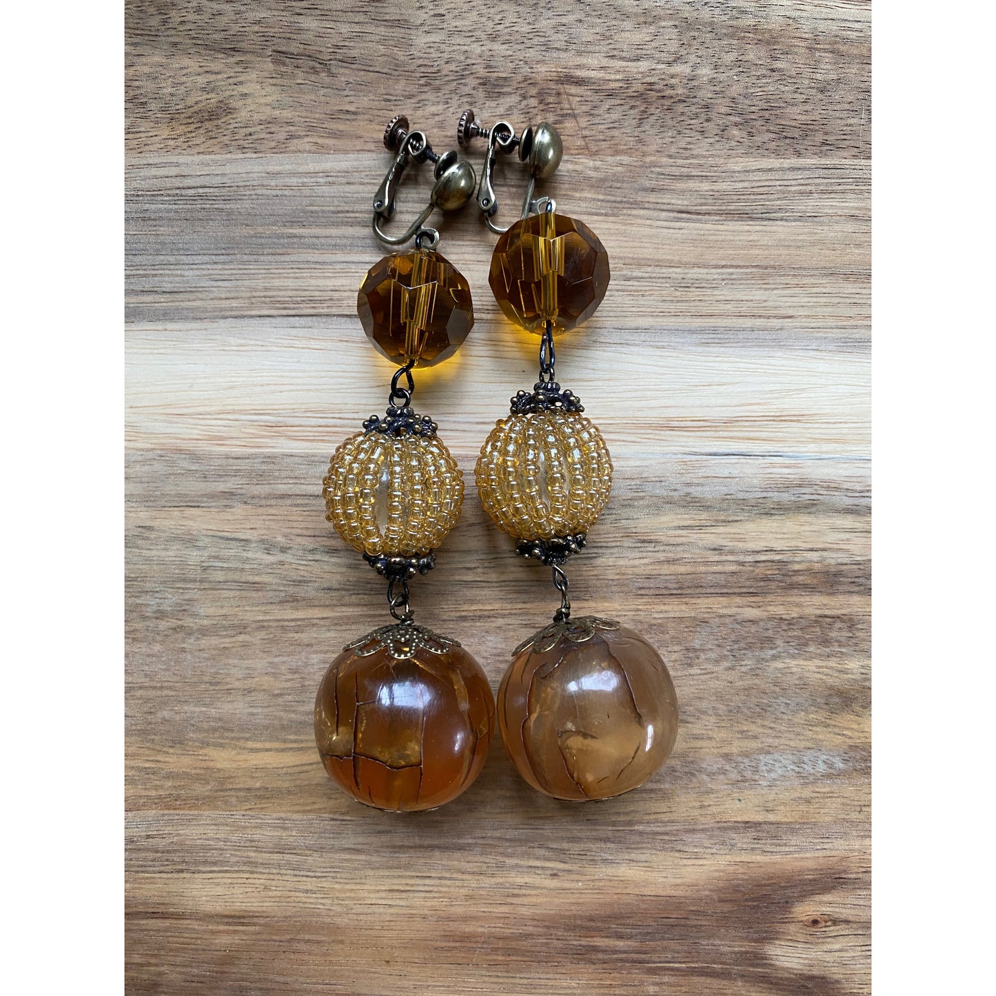 Dangling beaded boho screwback earrings