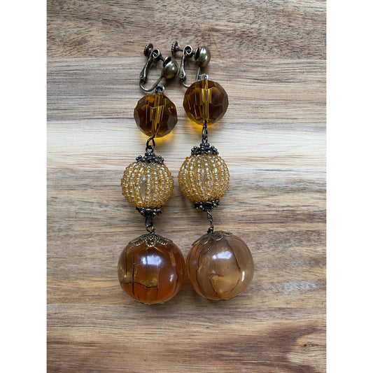 Dangling beaded boho screwback earrings