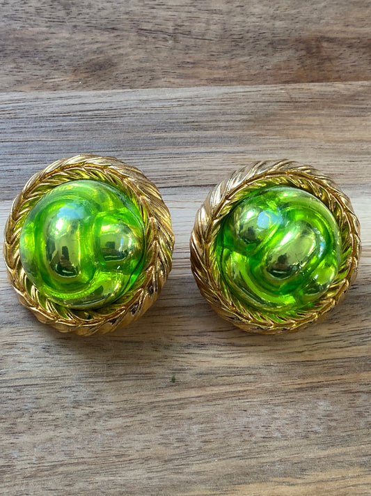 green clip on earrings