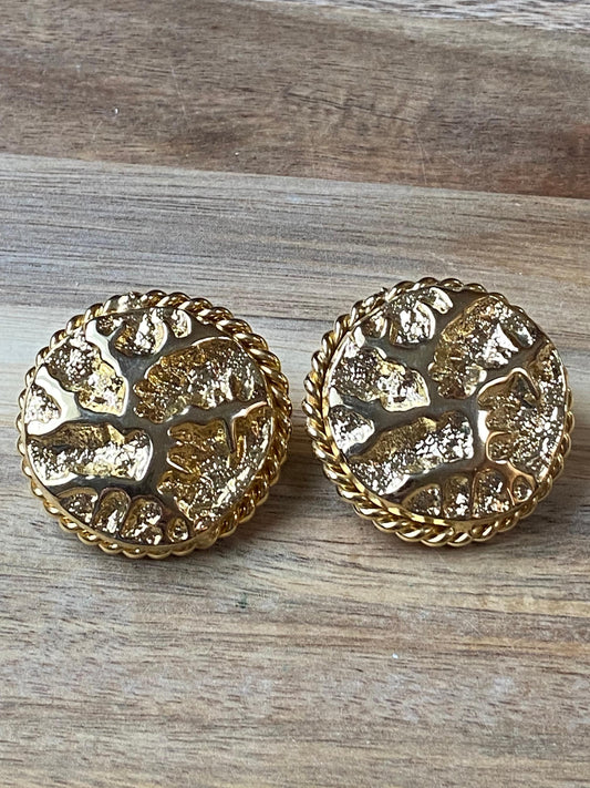 Golden clip on earrings