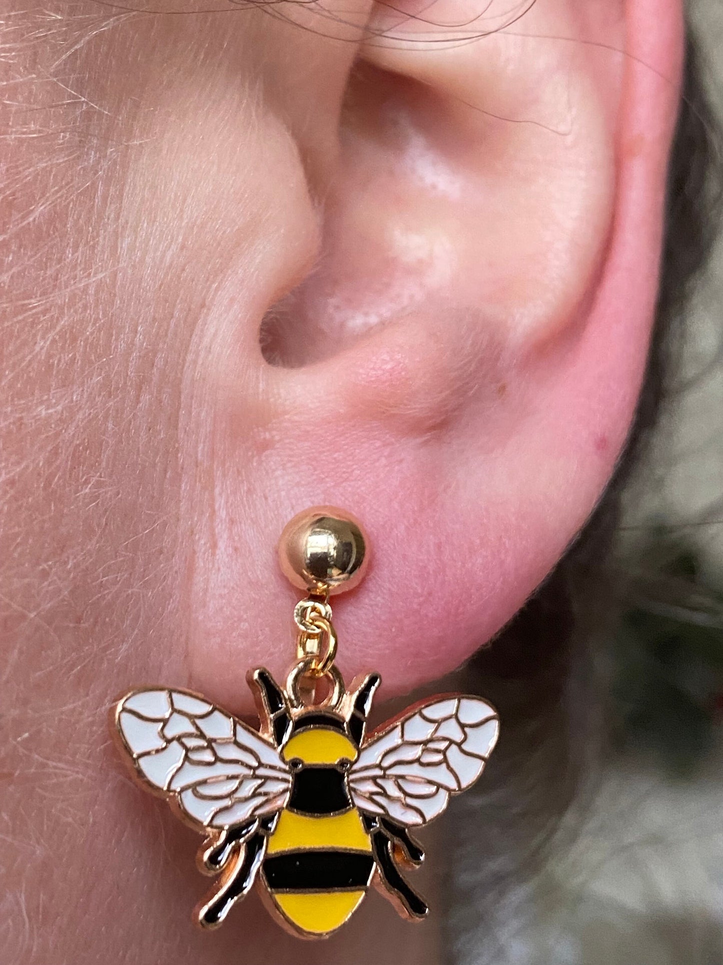 Little bumblebee clip on earrings