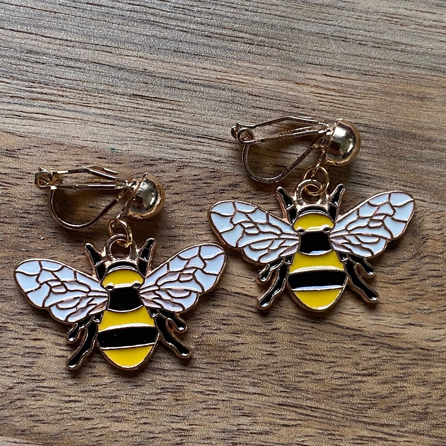 Little bumblebee clip on earrings