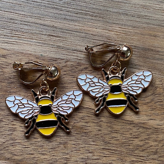 Little bumblebee clip on earrings