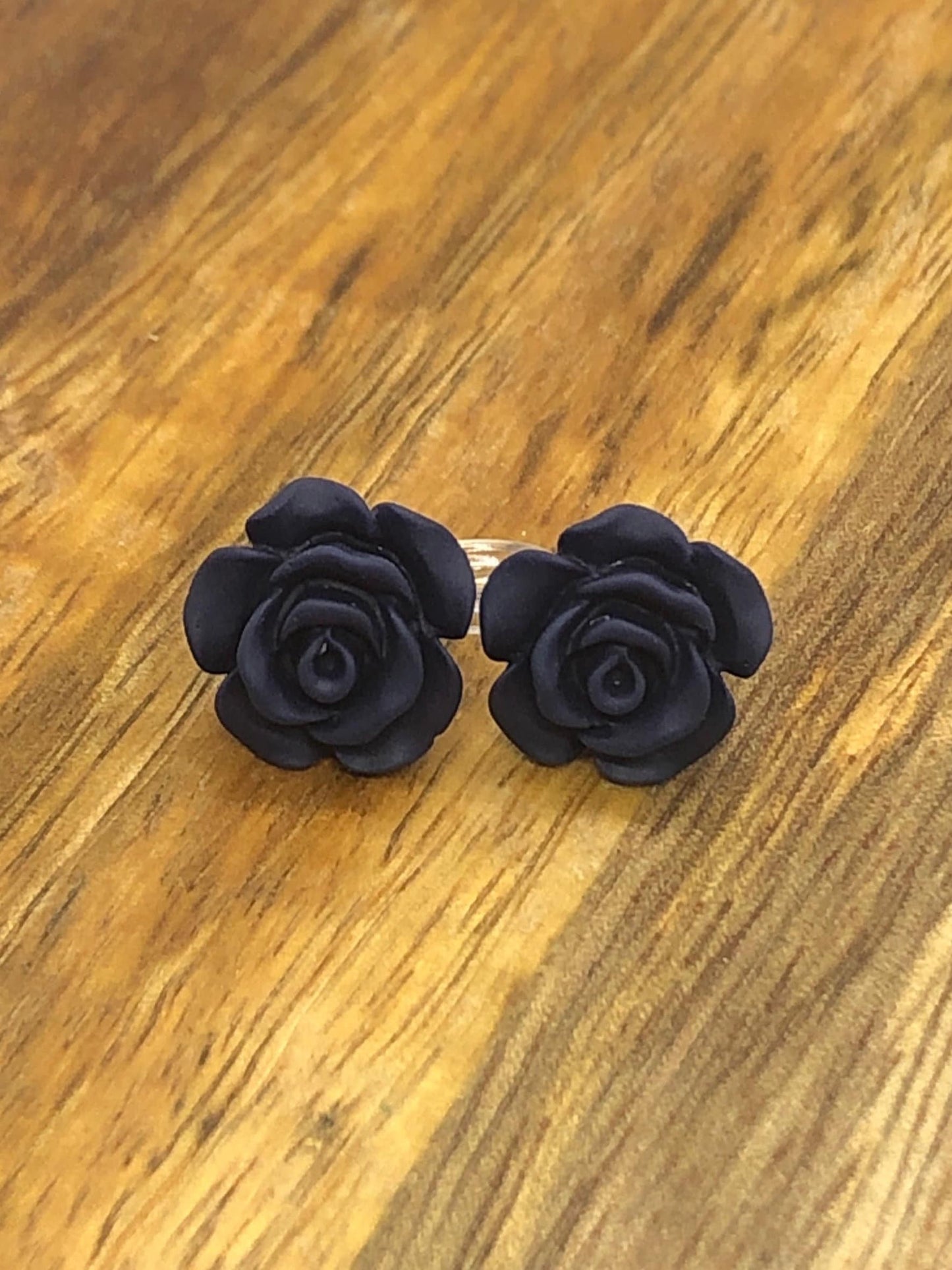 resin rose clip-on earrings, invisible clip flower earrings, no pierce earrings for unpierced ears