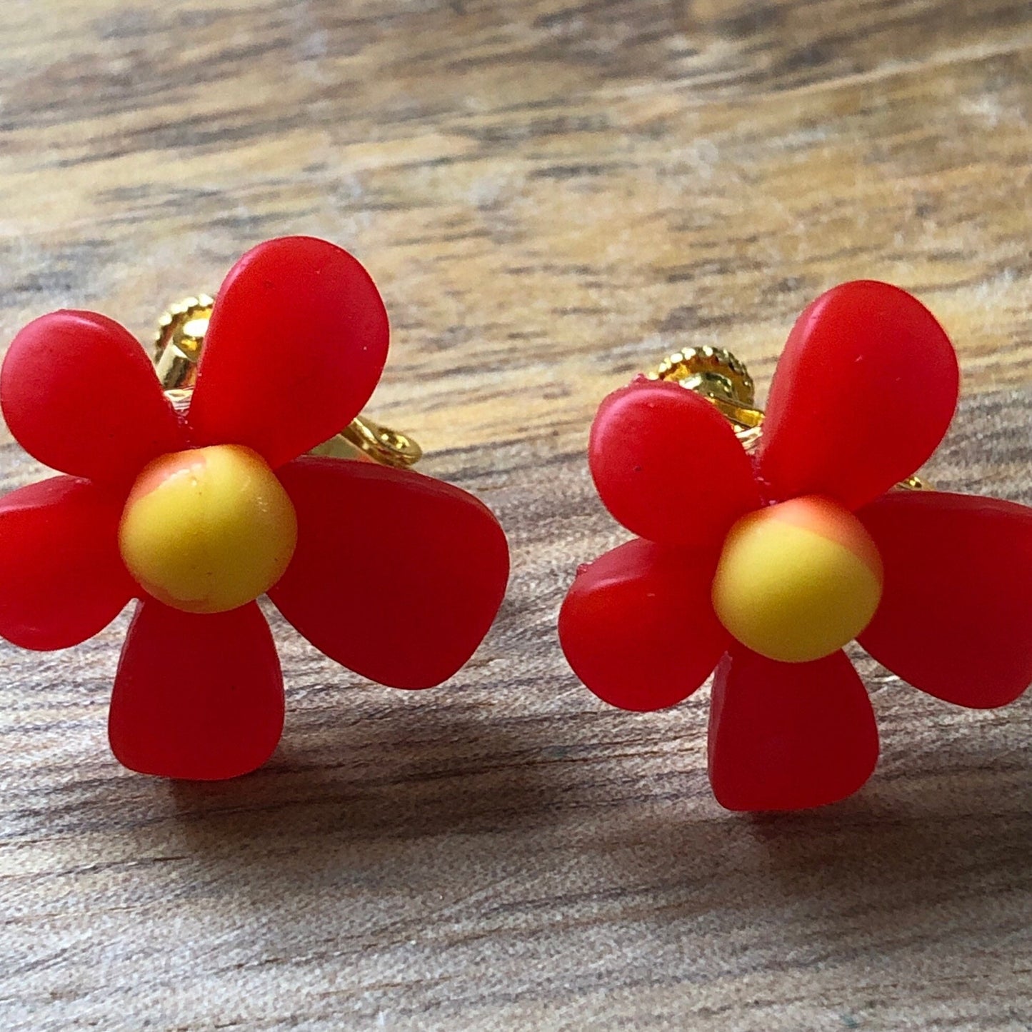 Large clip on daisy earrings,, bright coloured flowers