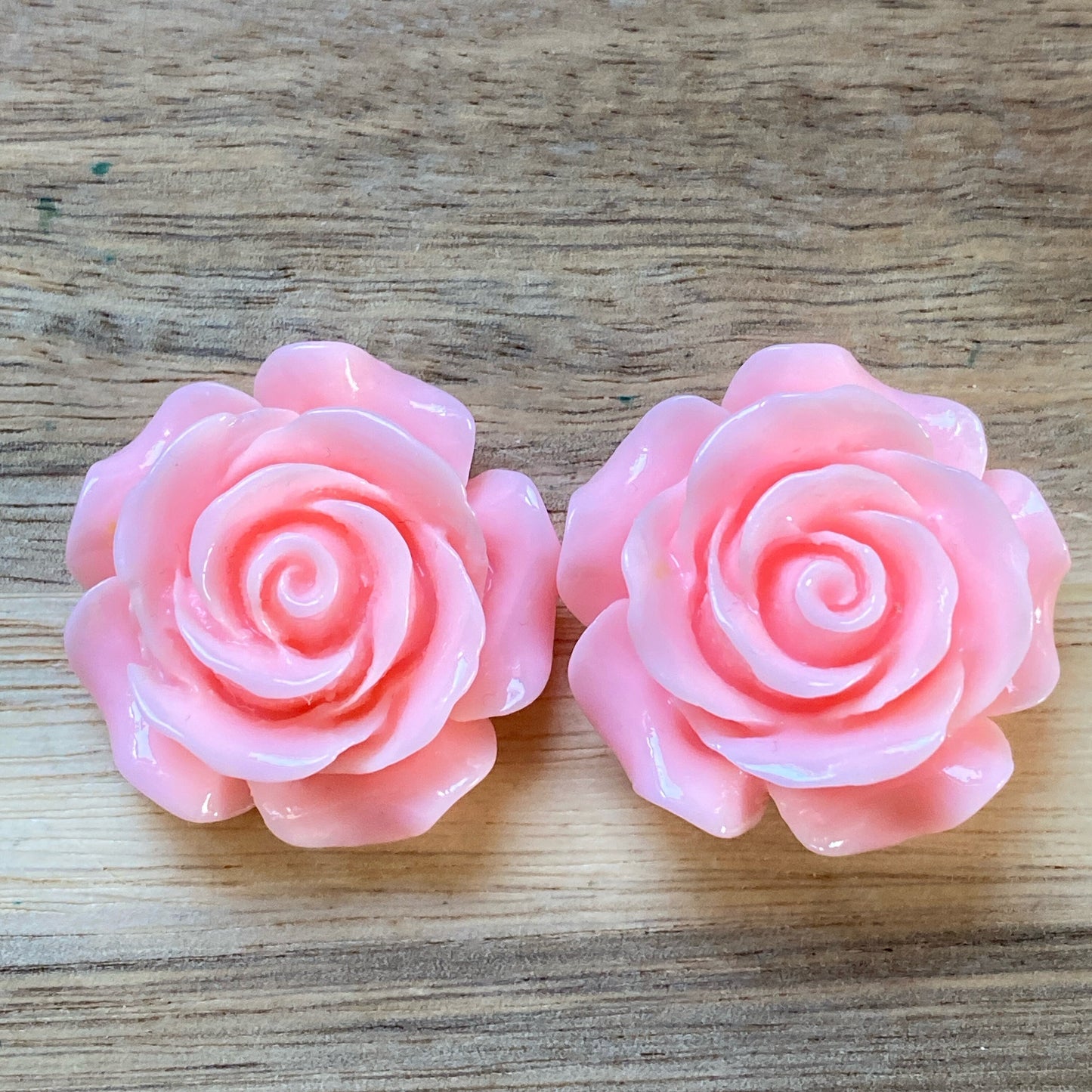 Large Clip on rose earrings, flower earrings for  unpierced ears