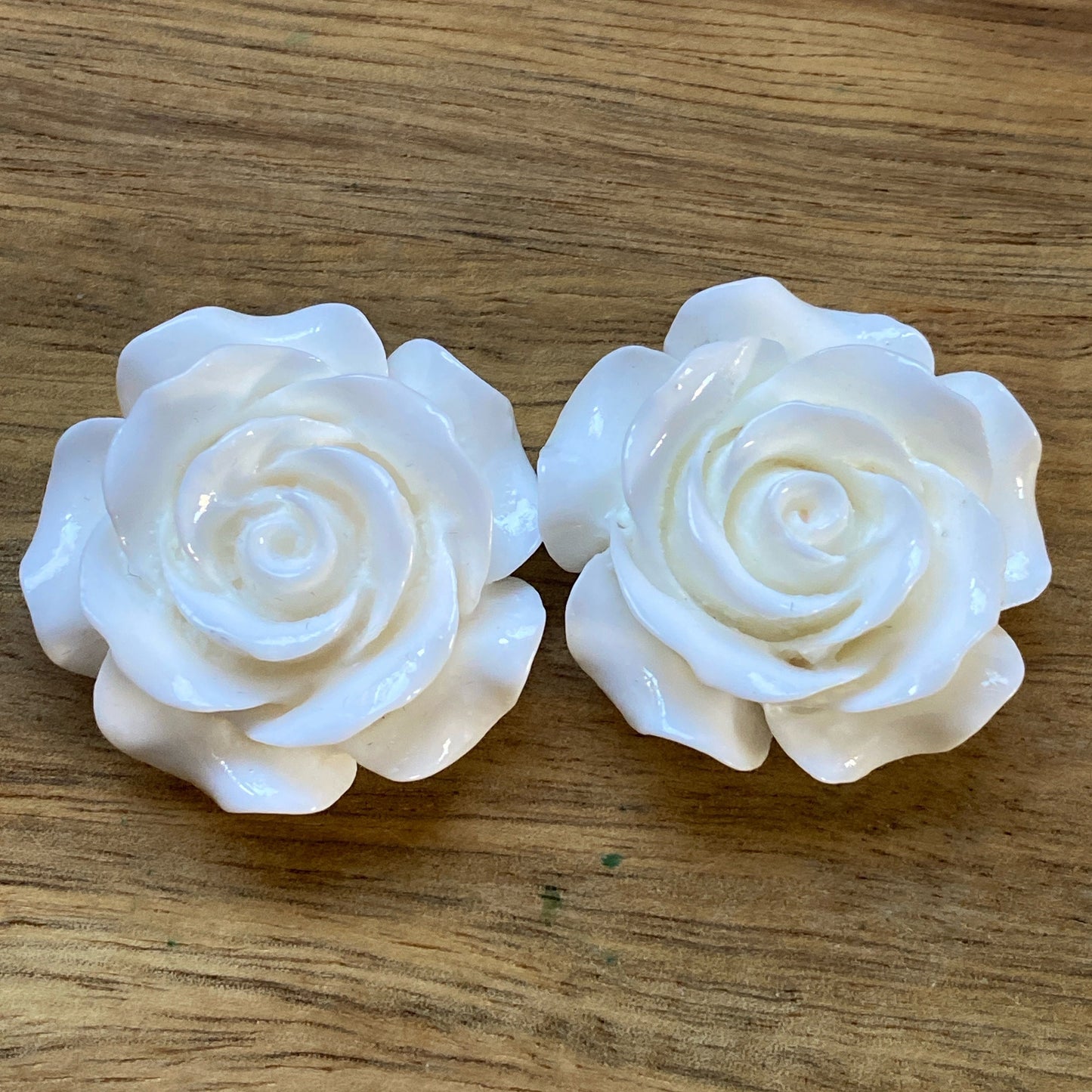 Large Clip on rose earrings, flower earrings for  unpierced ears