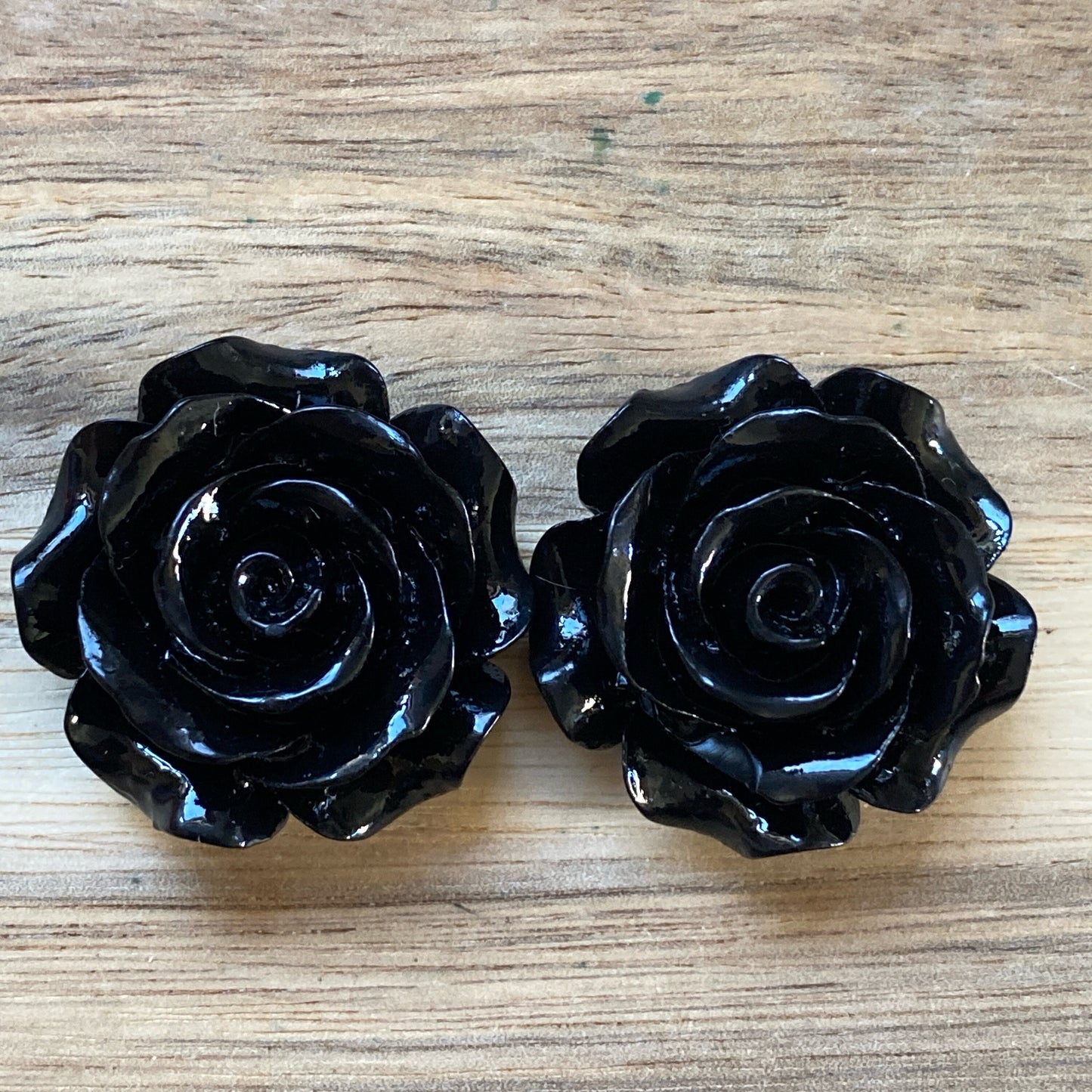 Large Clip on rose earrings, flower earrings for  unpierced ears