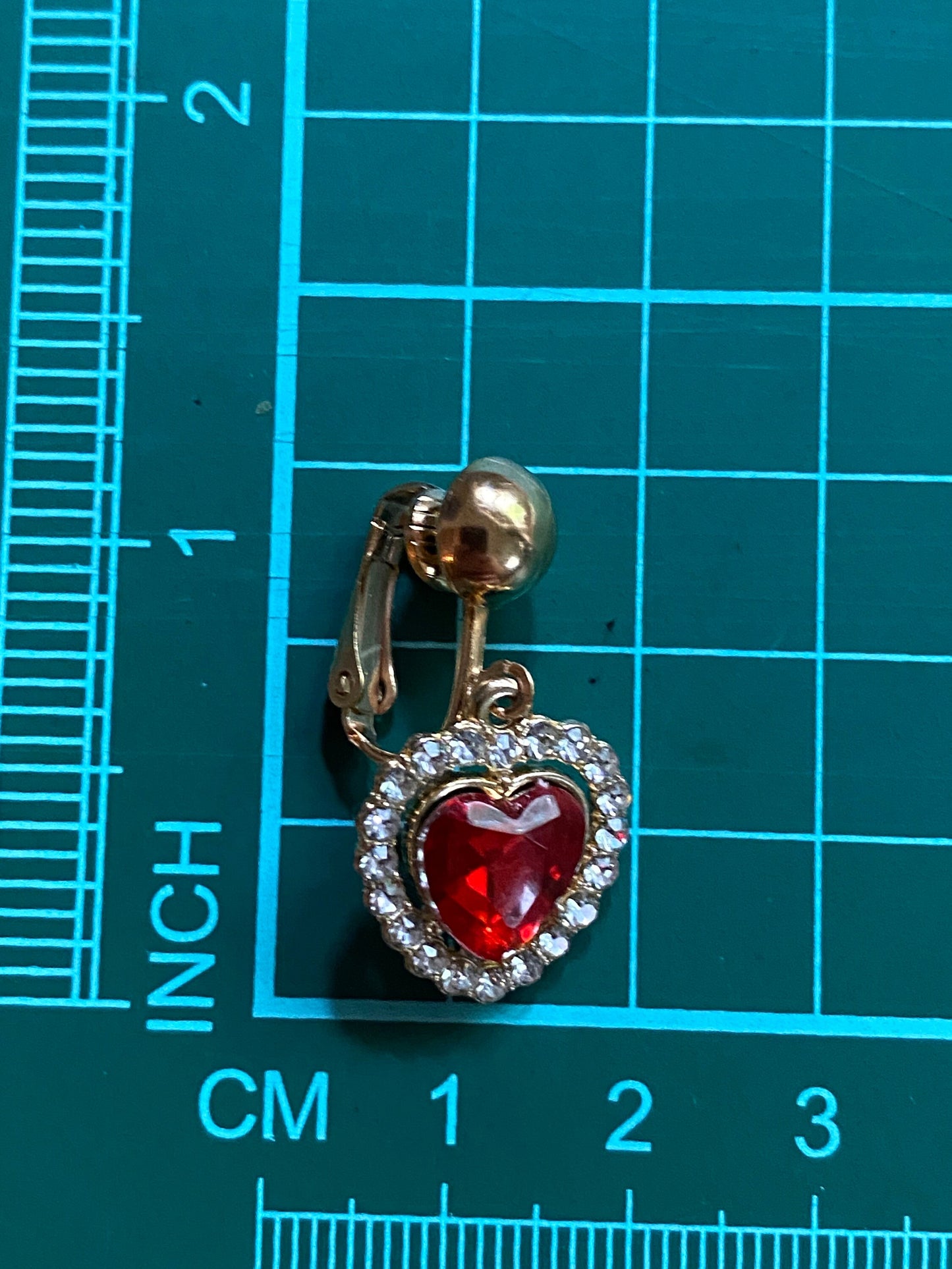 Clip on rhinestone heart earrings, Valentine’s Day gift