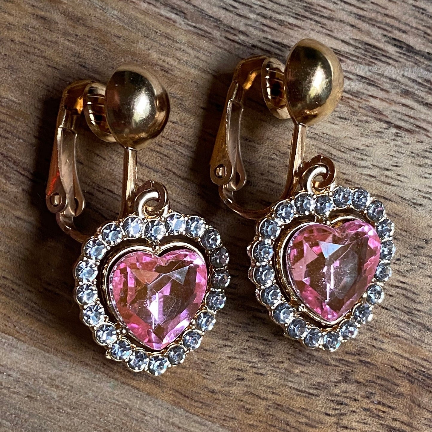 Clip on rhinestone heart earrings, Valentine’s Day gift