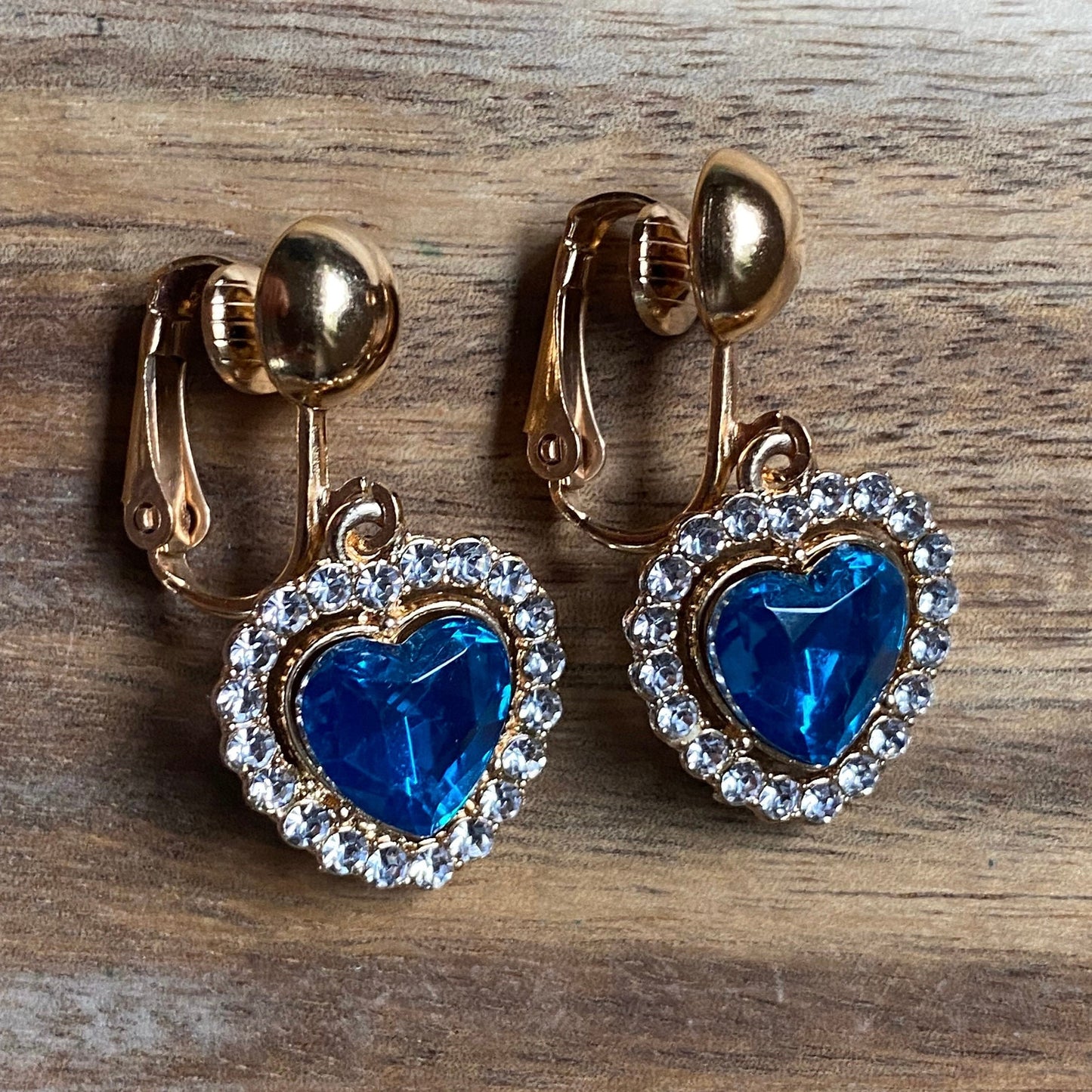 Clip on rhinestone heart earrings, Valentine’s Day gift