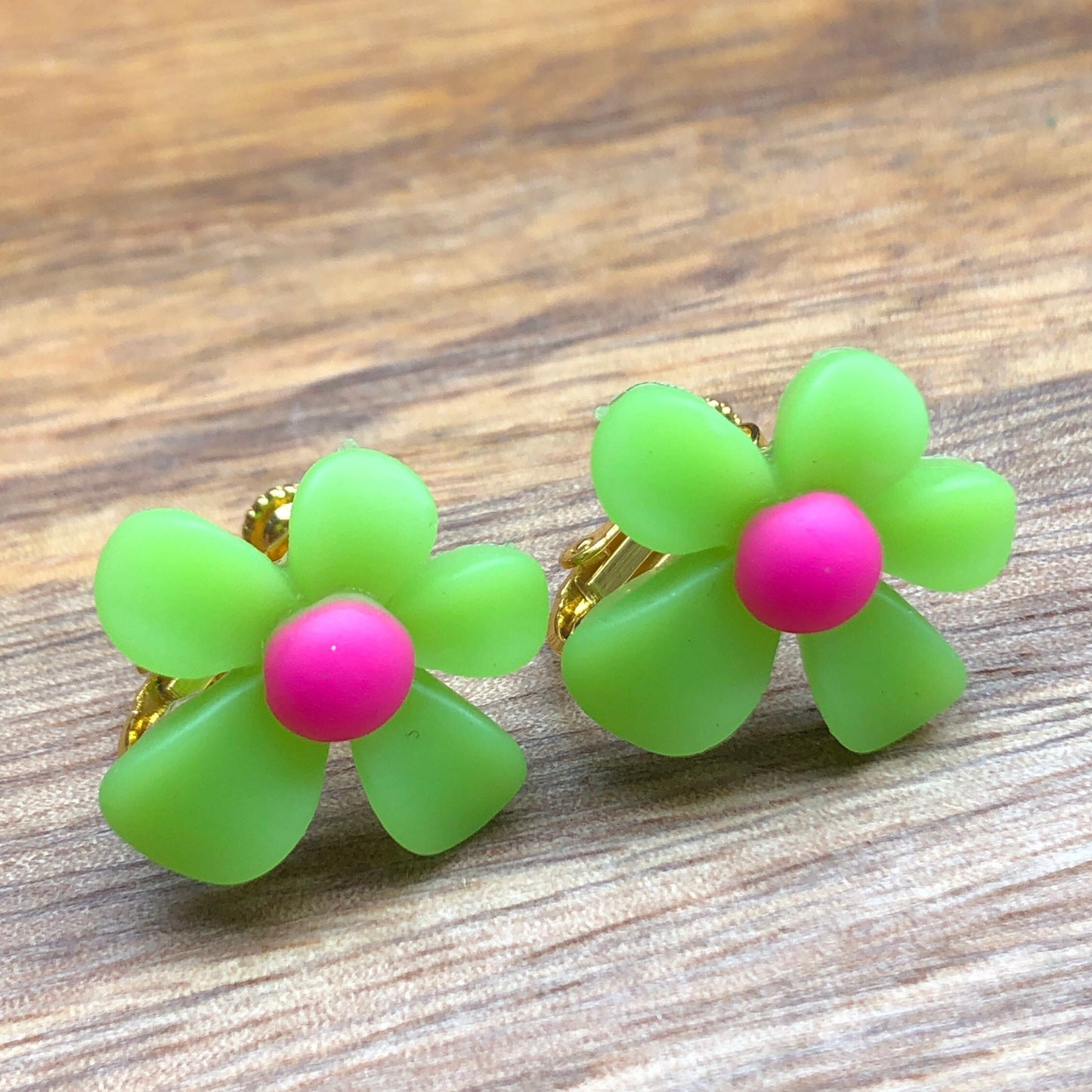 Large clip on daisy earrings,, bright coloured flowers