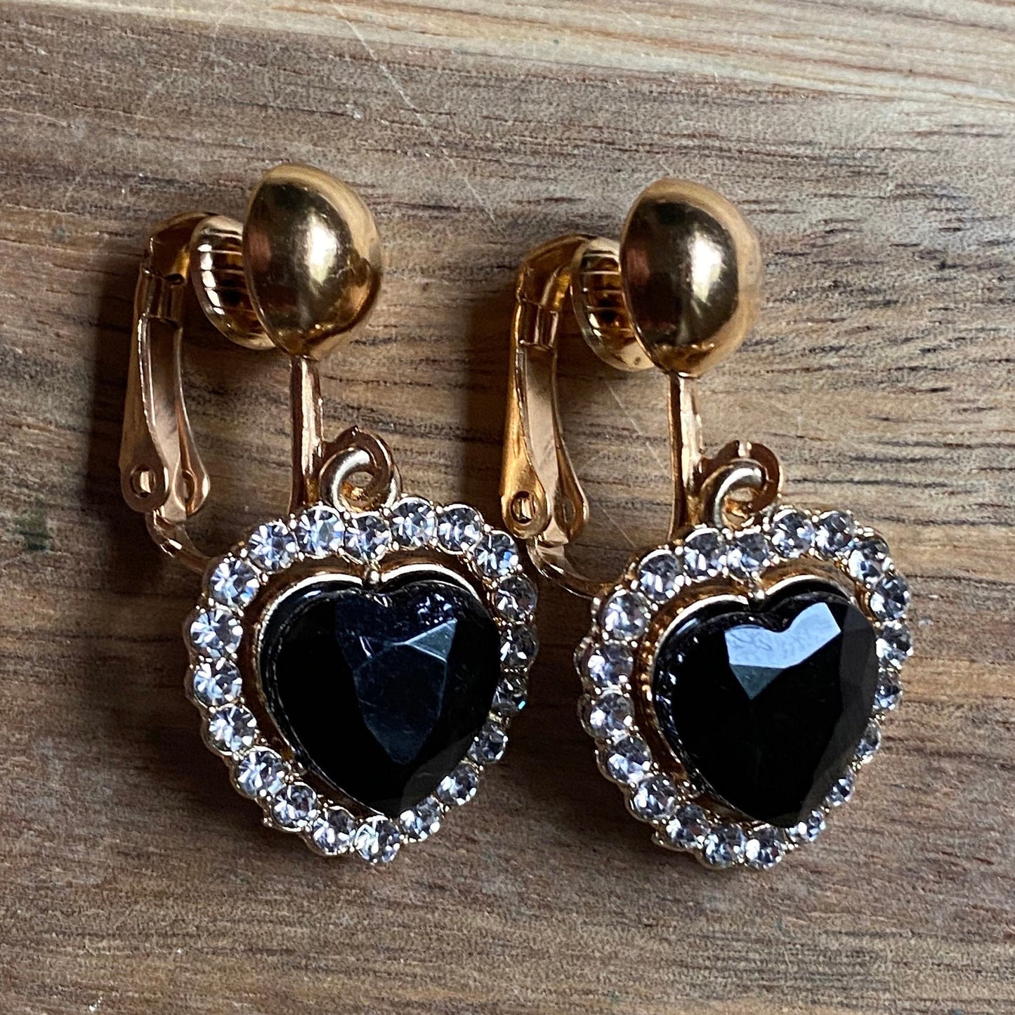 Clip on rhinestone heart earrings, Valentine’s Day gift