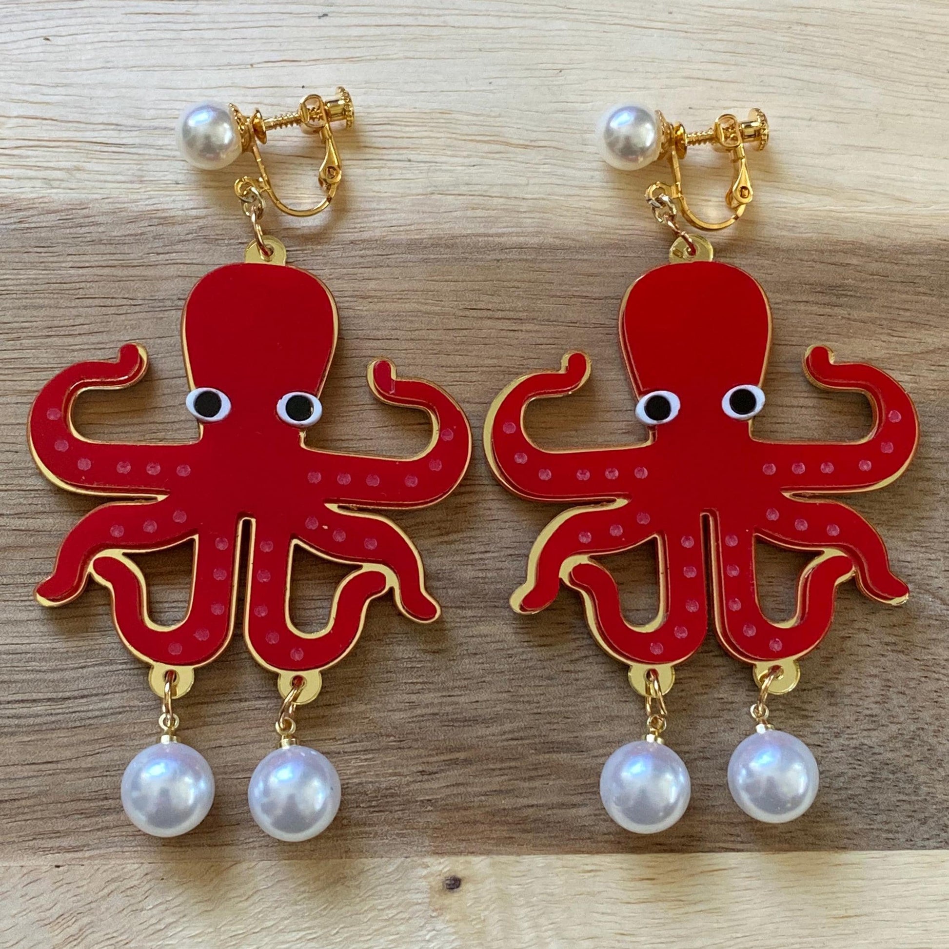 clip on octopus earrings