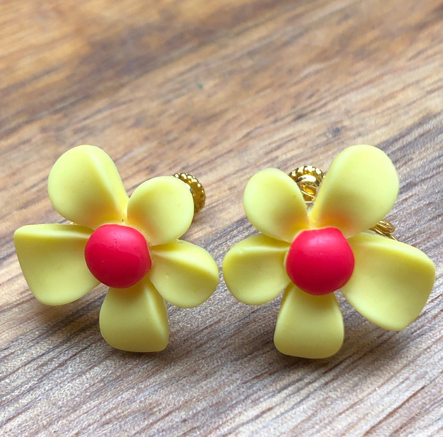 Large clip on daisy earrings,, bright coloured flowers