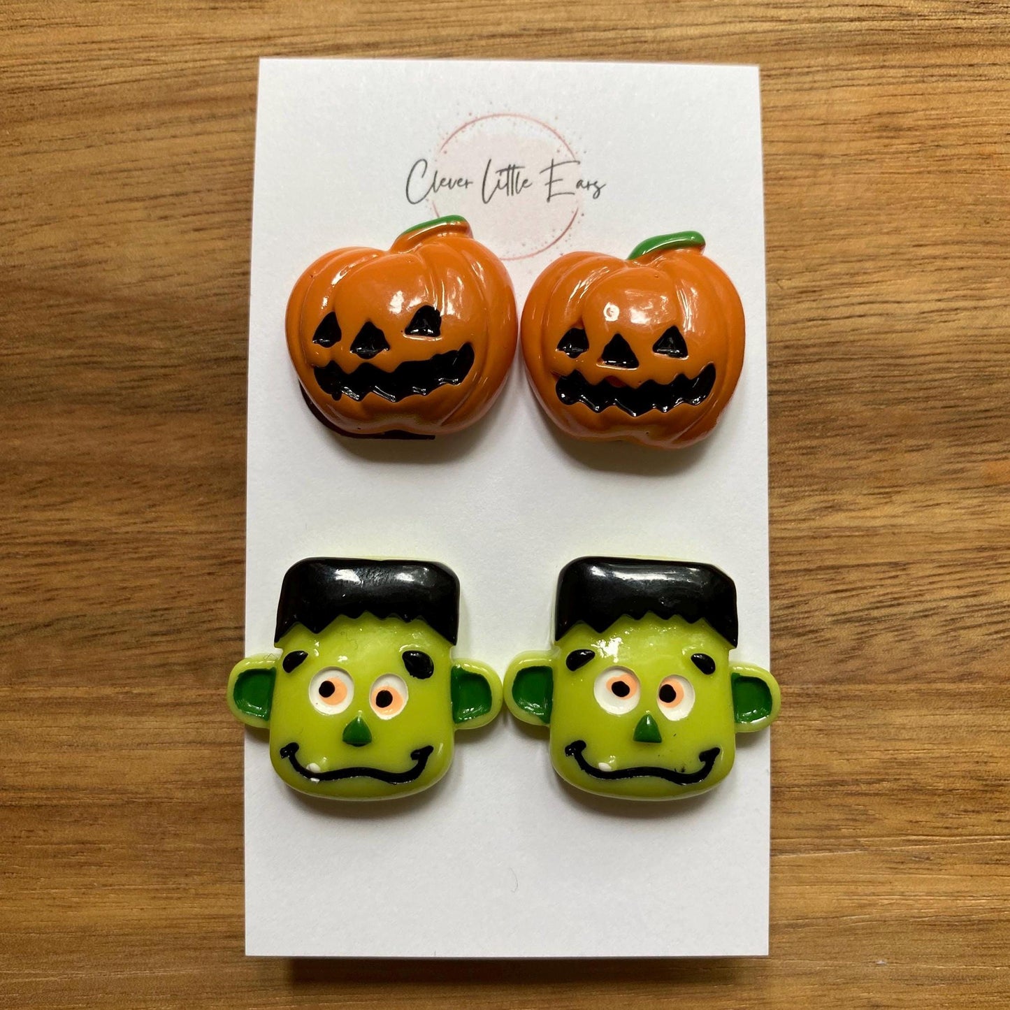 Halloween Clip on earrings gift set, jack-o’-lantern earrings, Frankenstein earrings, gifts for girls, gifts under 20