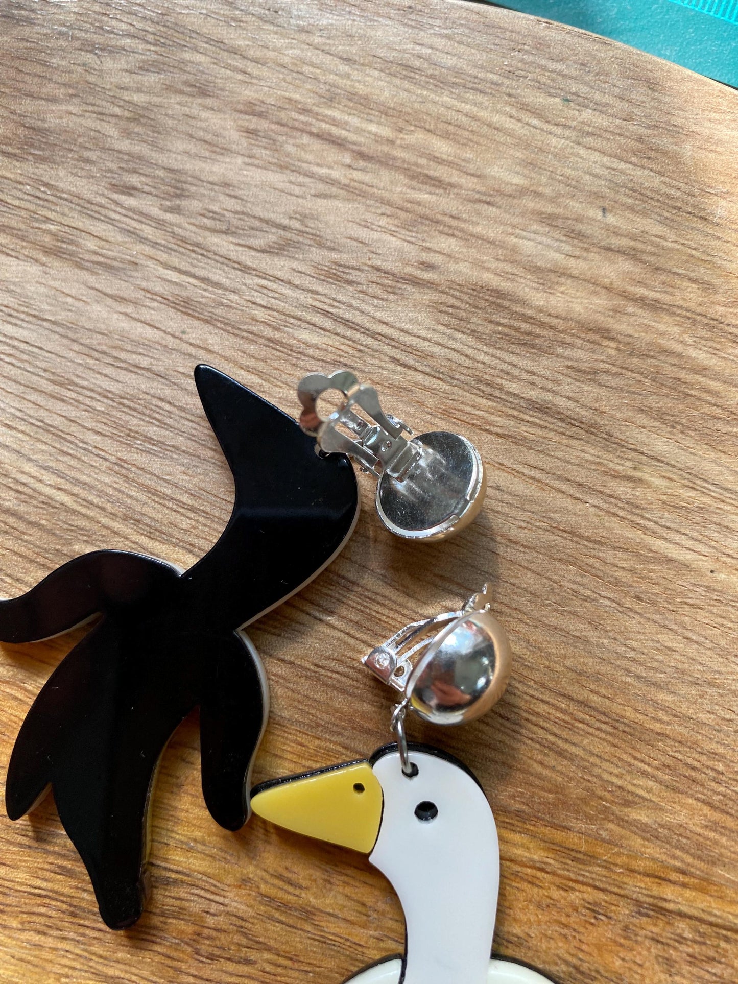 Plastic dangling banana/ bird clip on earrings,  no pierce duck/banana earrings, funny clip on earrings