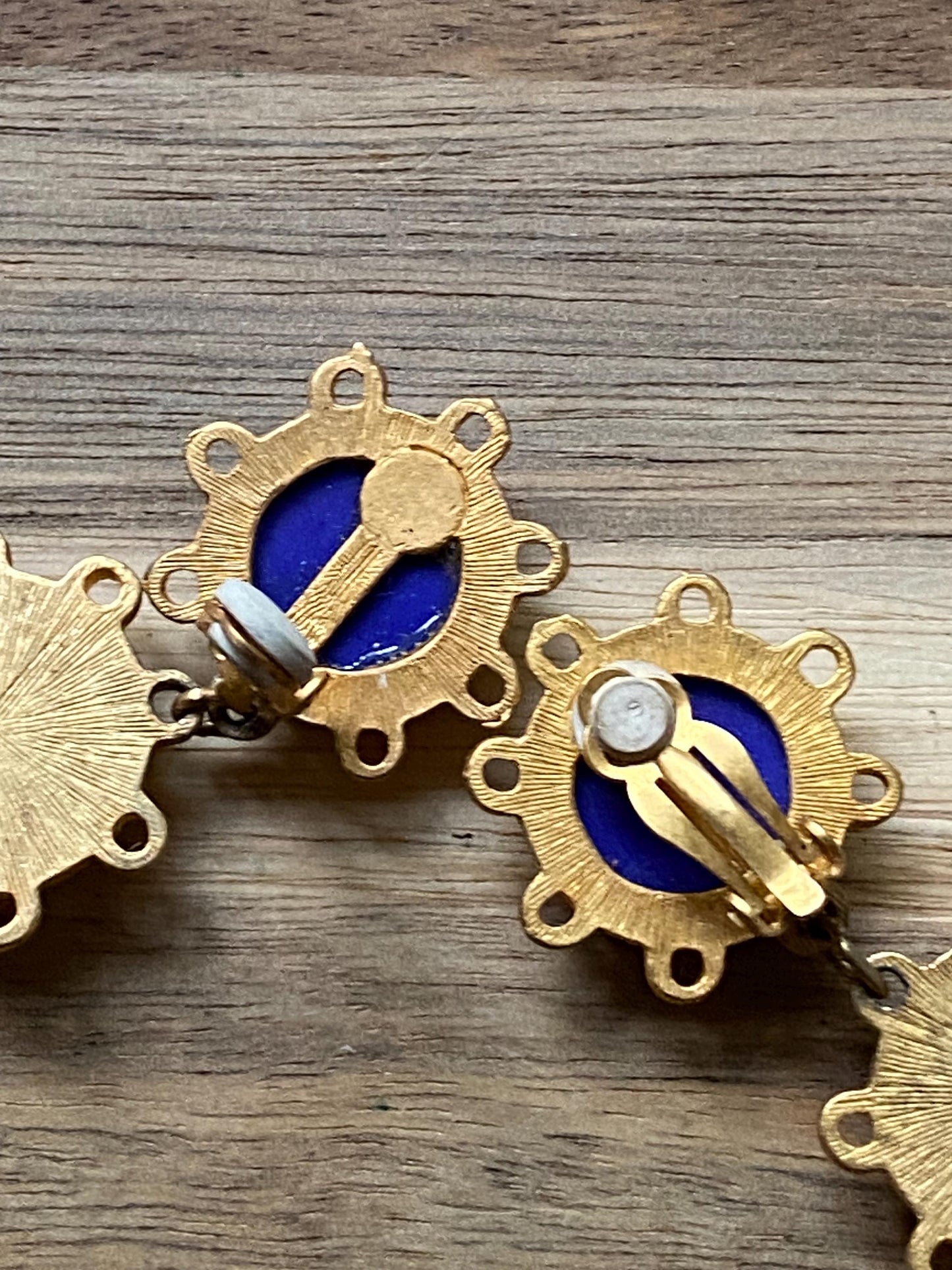 Dangling colourful medallion clip on earrings (no pierce)