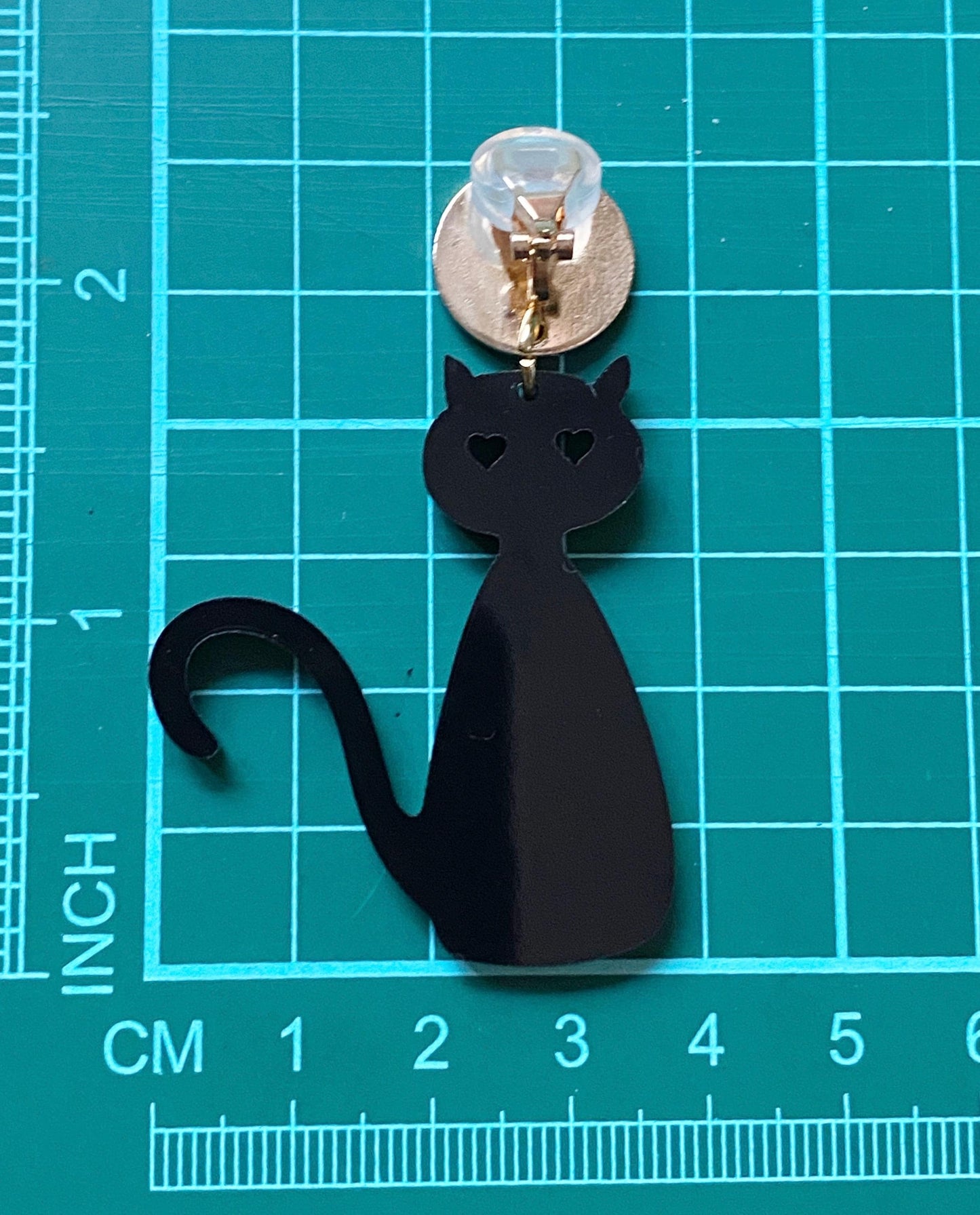 Dangling plastic black cat and haunted house Halloween clip on earrings