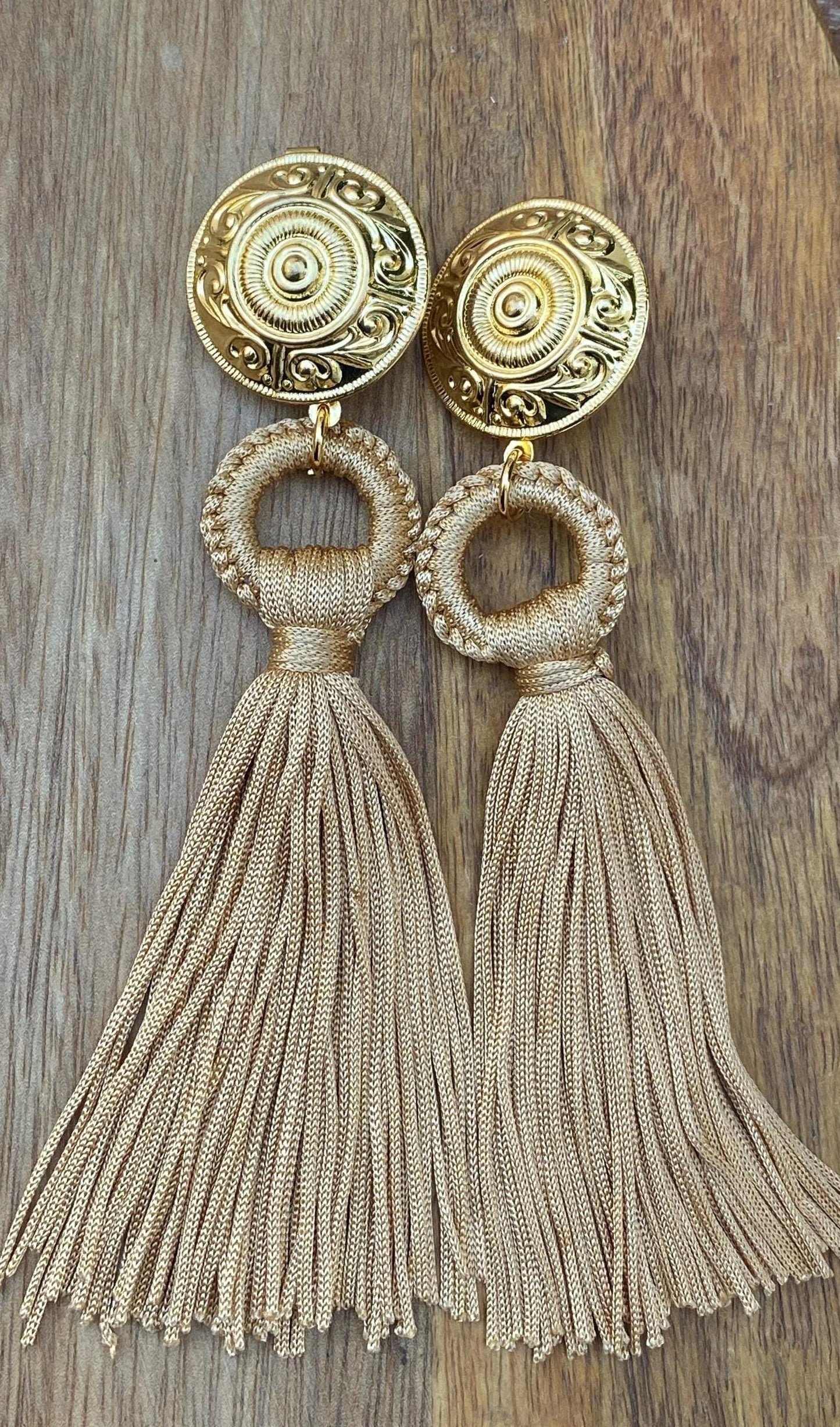 Clip on long tassel earrings, XL boho earrings