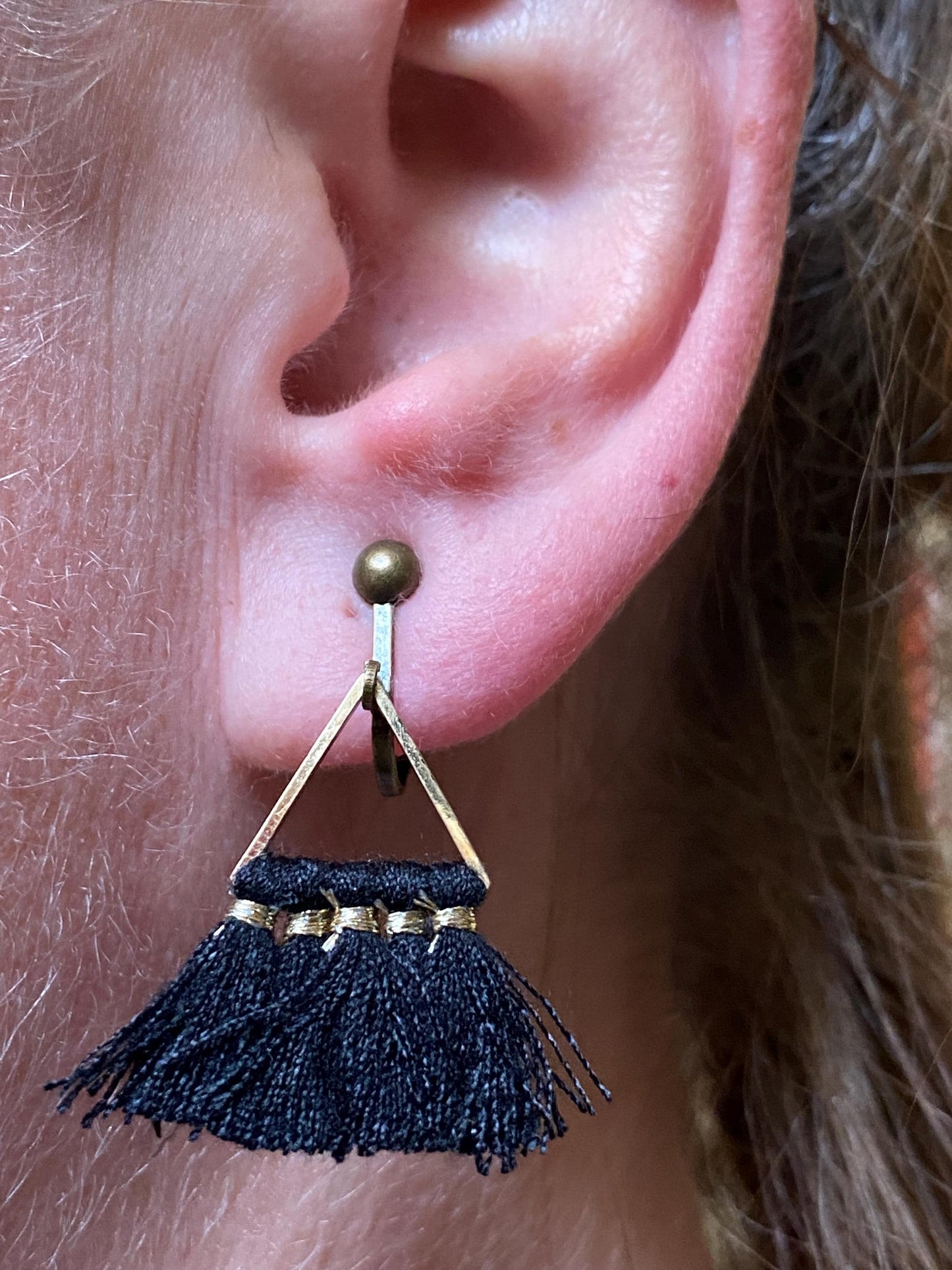 Dangling Tiny tassel clip on earrings