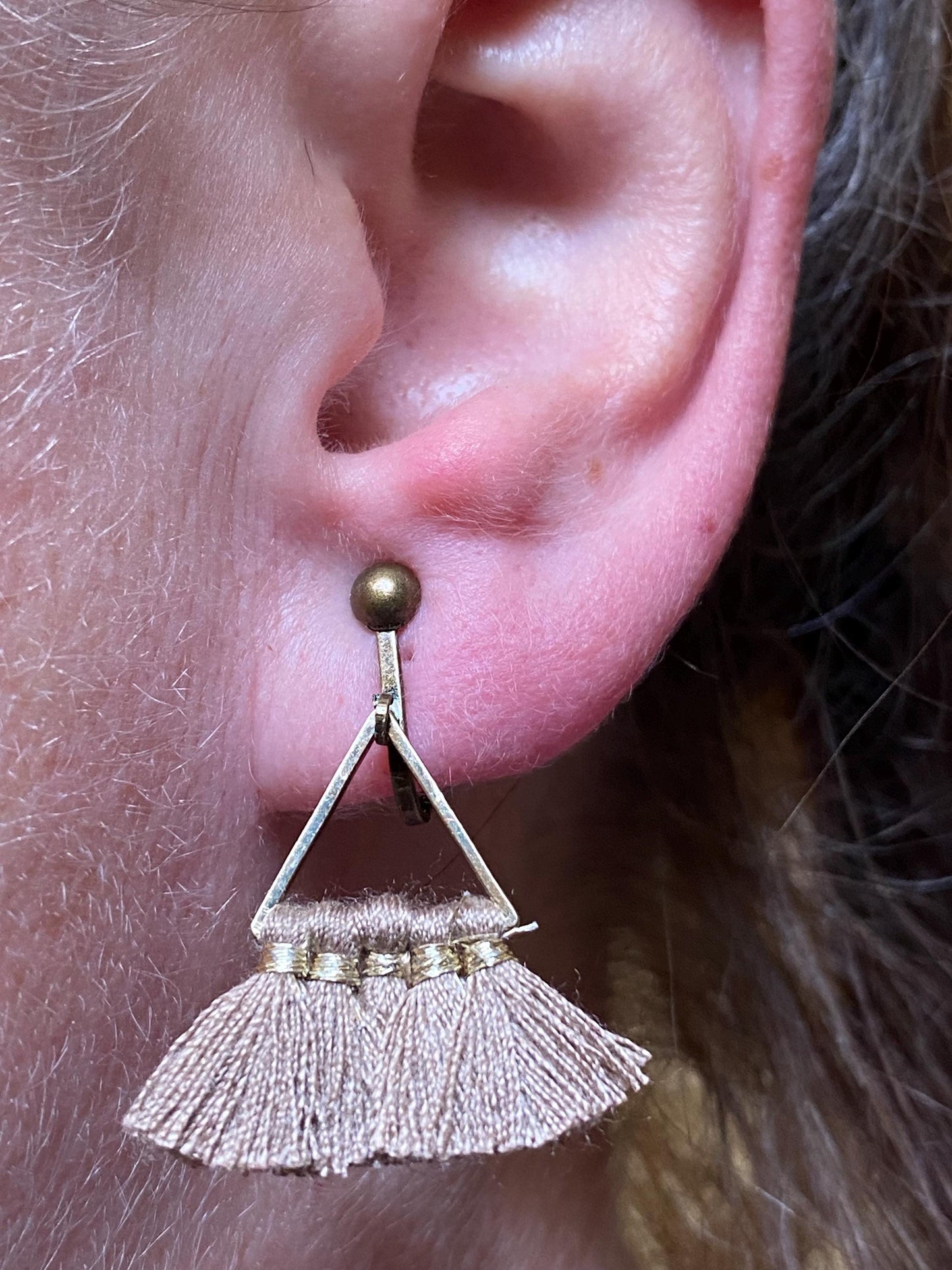 Dangling Tiny tassel clip on earrings