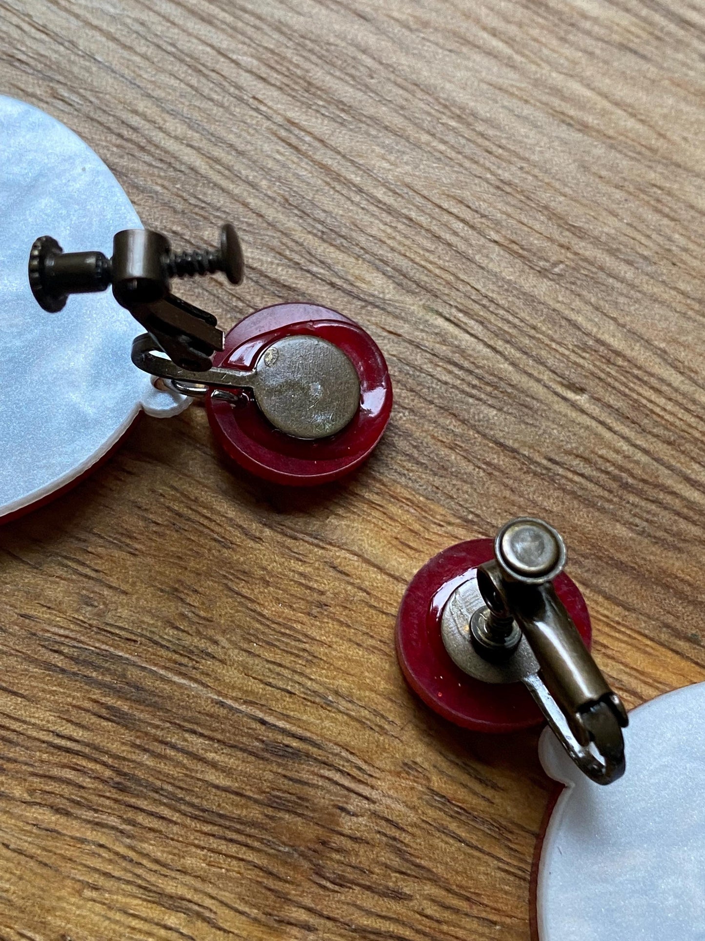 Giant Dangling red mushroom glitter clip on earrings