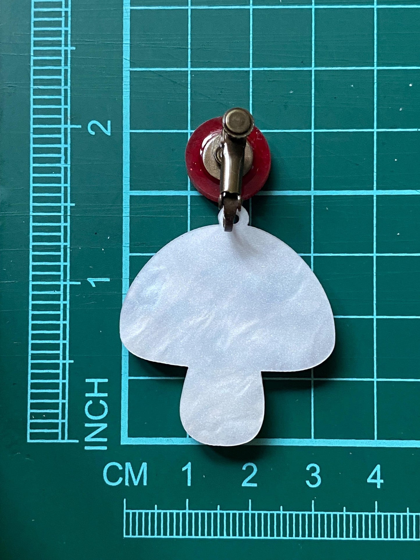 Giant Dangling red mushroom glitter clip on earrings