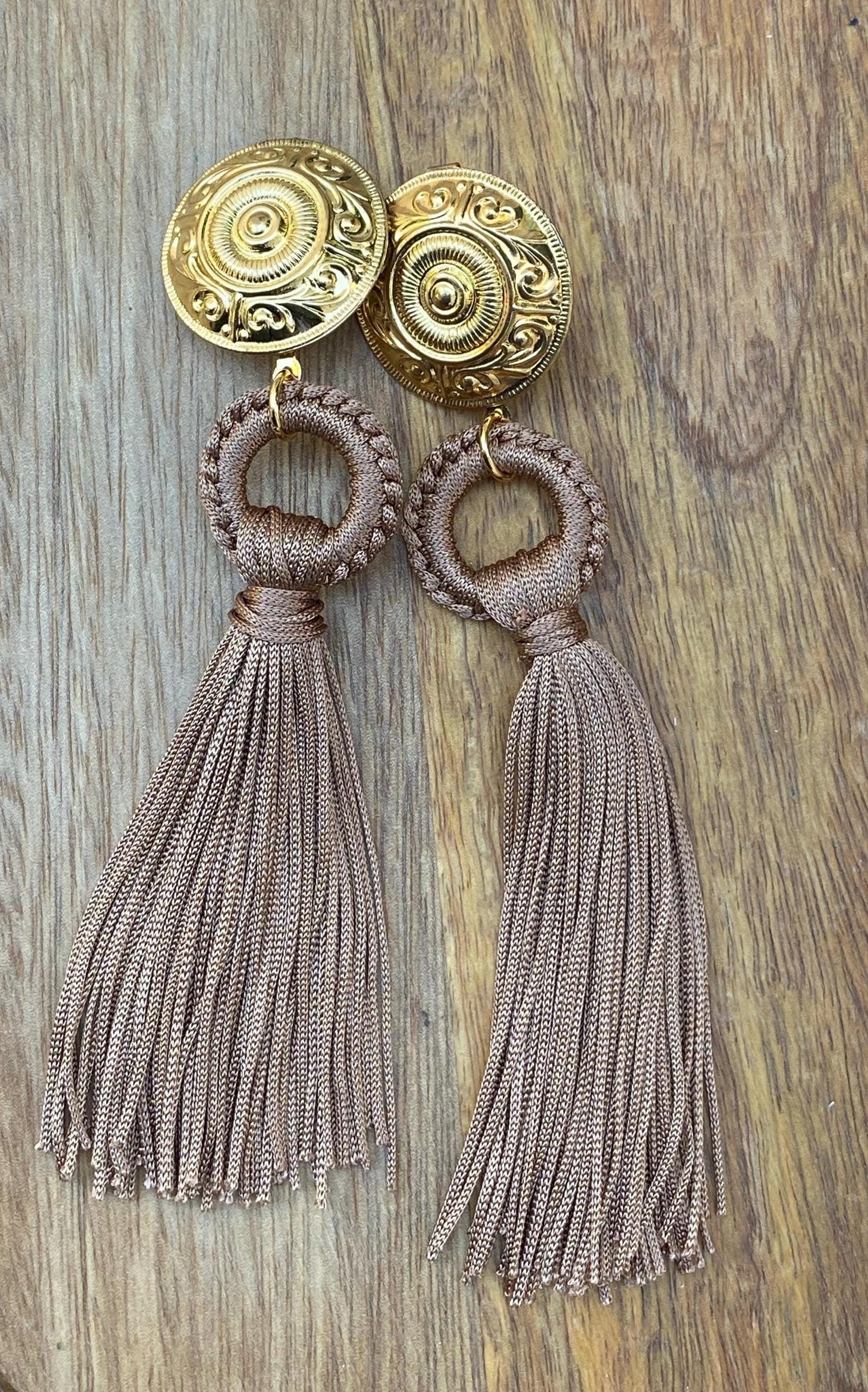 Clip on long tassel earrings, XL boho earrings