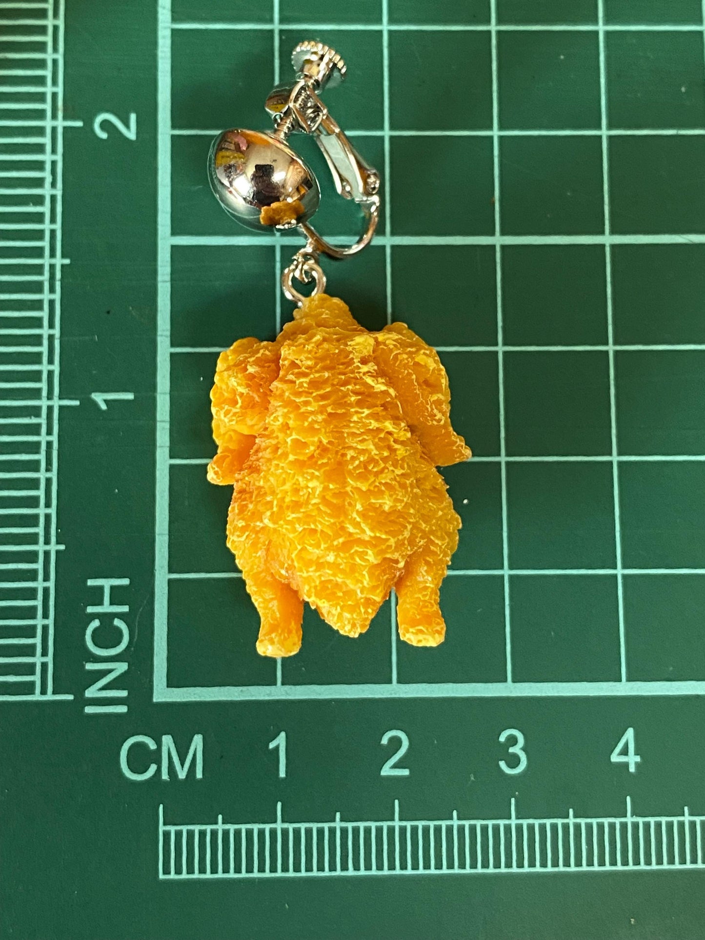 Dangling fried chicken clip on earrings plastic food earrings