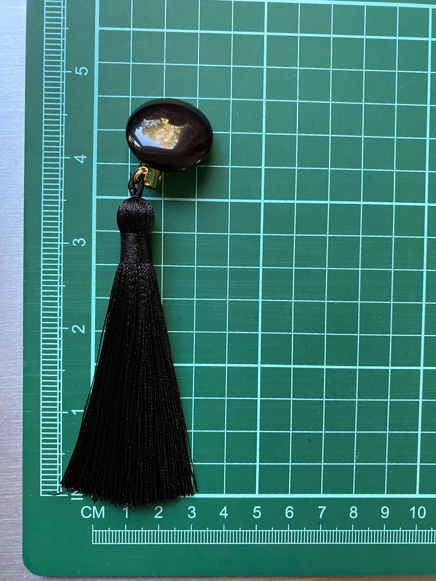 Clip on luxurious tassel earrings, long elegant ear clips