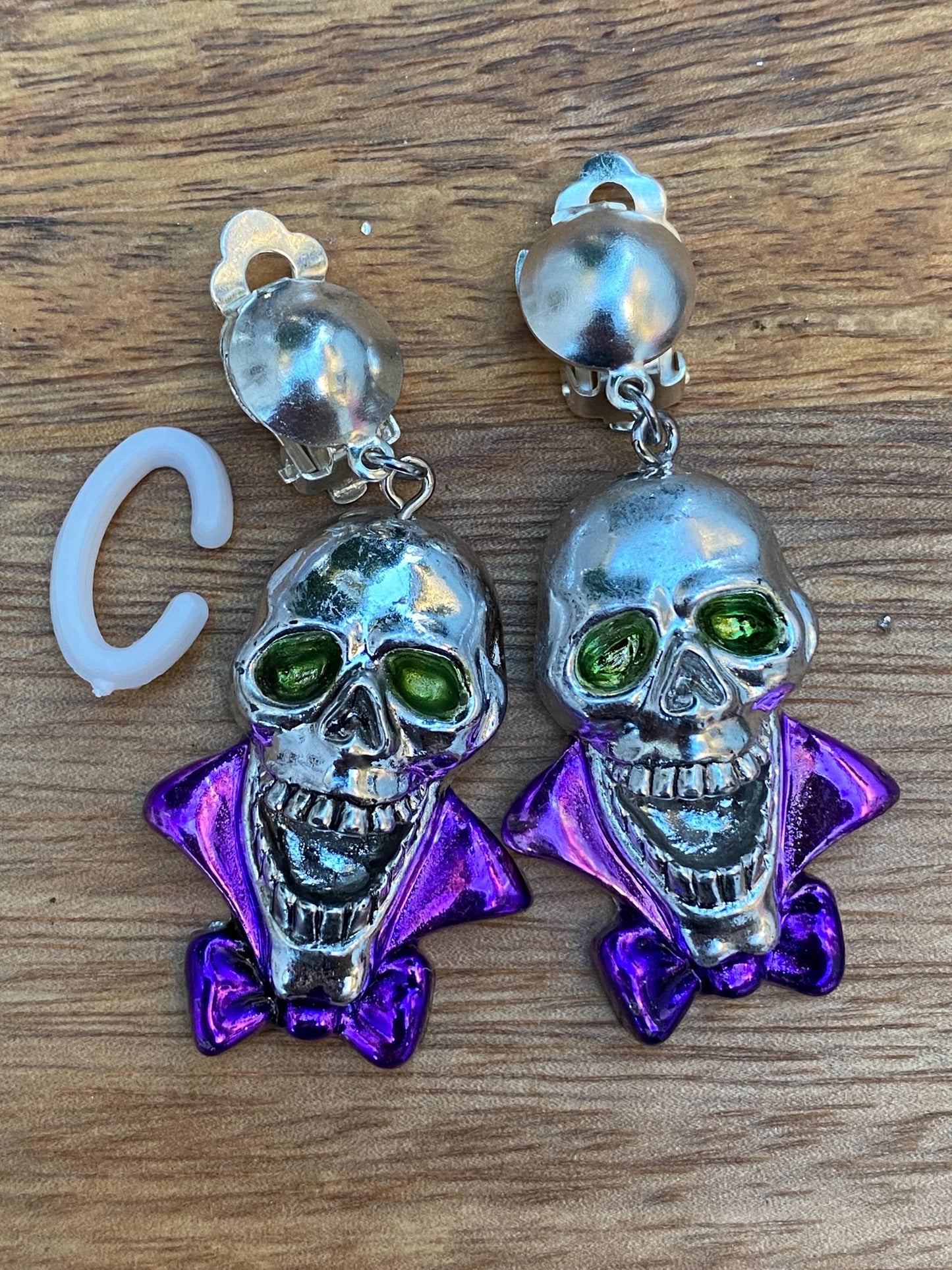 Funky Halloween clip on earrings, novelty earrings, Halloween ear clips