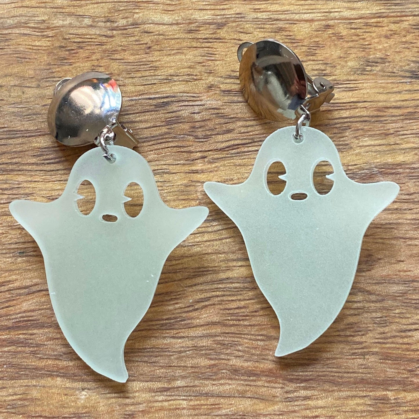 Glow in the dark Ghost clip on earrings, Halloween clip on earrings