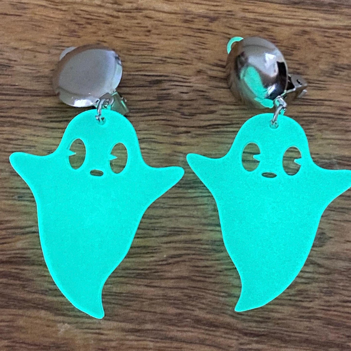 Glow in the dark Ghost clip on earrings, Halloween clip on earrings