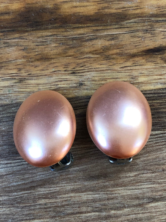 Vintage clip on colourful faux pearl button earrings