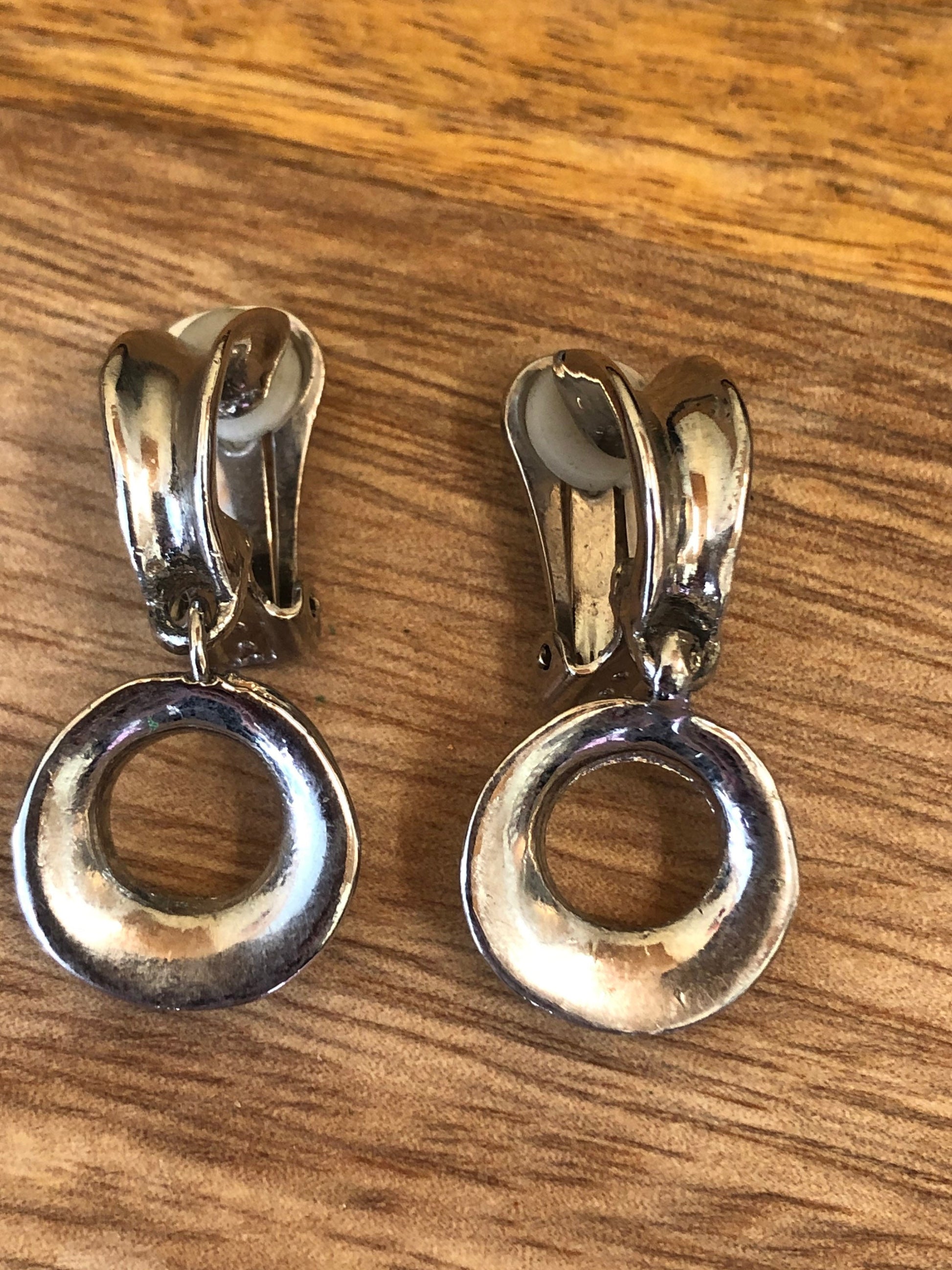 silver coloured clip on earrings