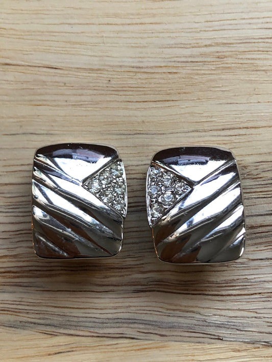 silver coloured clip on earrings