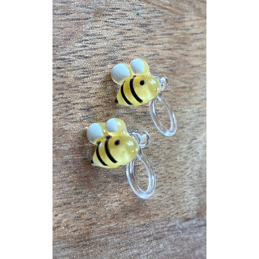 Tiniest bumblebee invisible clip on earrings