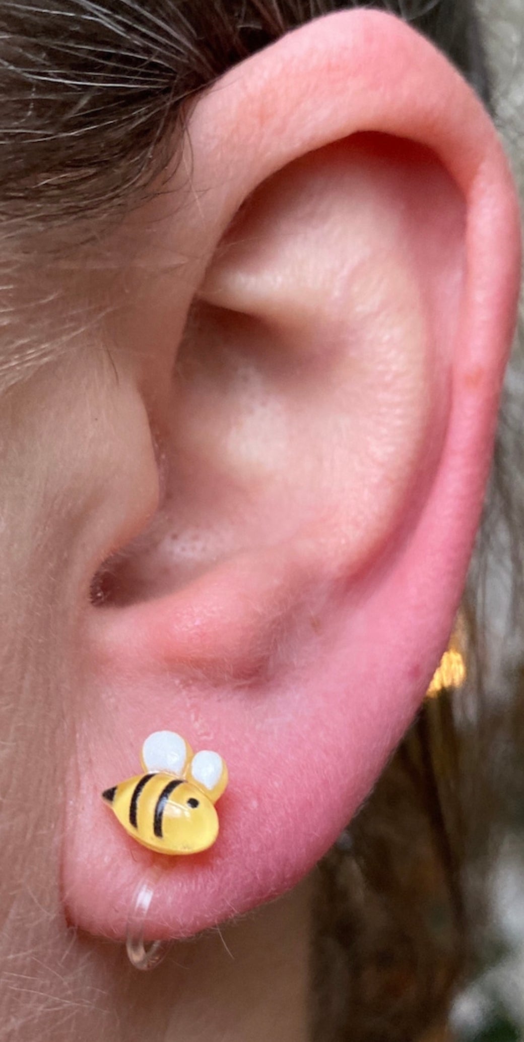 Tiniest bumblebee invisible clip on earrings