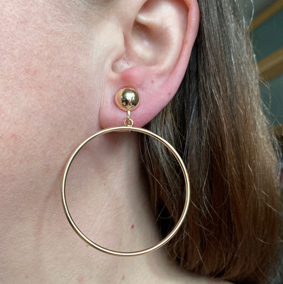 “Perfect” dangling gold or silver clip on hoop earrings